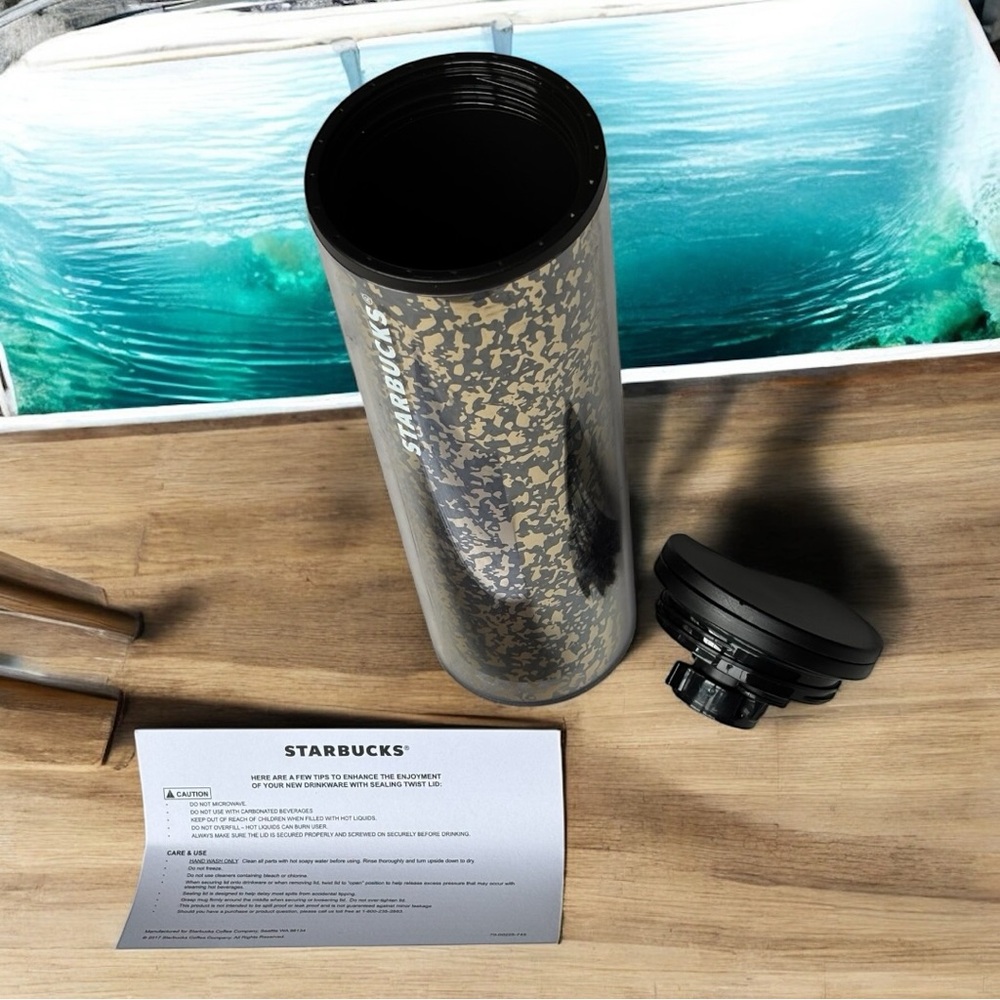 Starbucks 16oz limited edition gold & black foil 2019 tumbler sealing twist lid